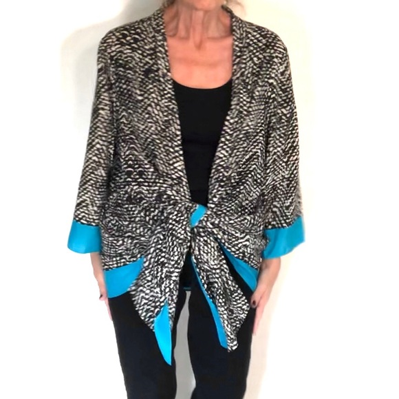 Silky Avenue Kimono Black White Size 18-20 - Picture 5 of 11